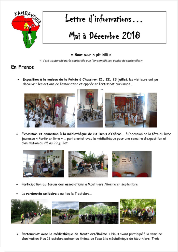 Page 1 de la lettre d'information de décembre 2018