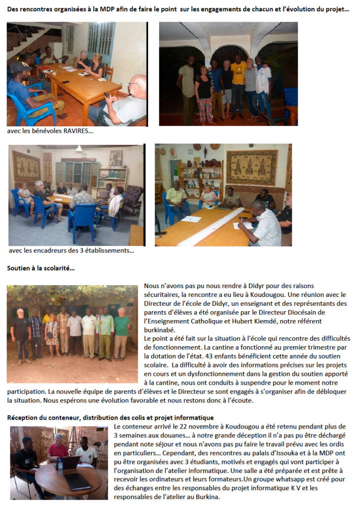 Rencontres des partenaires des actions à la MDP de Koudougou fin 2021